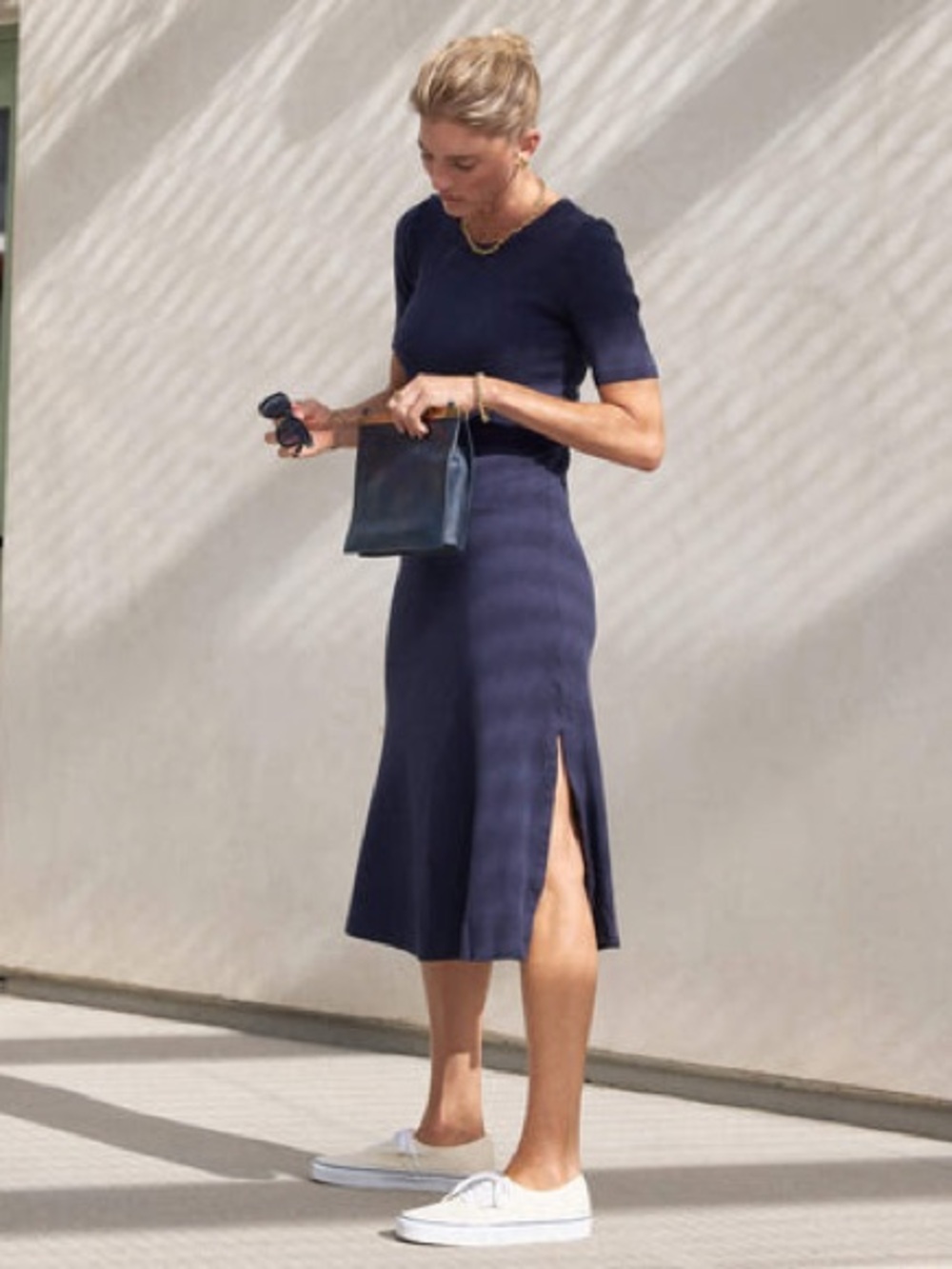 AYR Navy Knit Short Sleeve Dress (The Moderne)